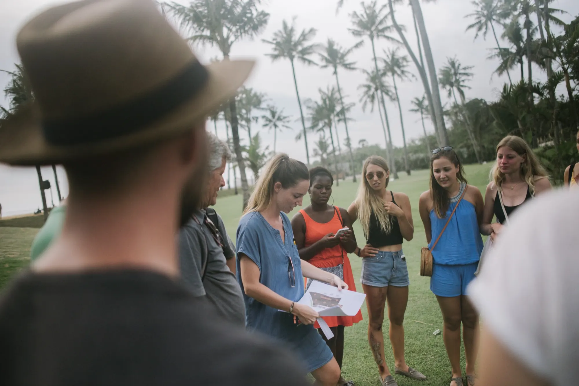 Students in an outdoor group discussion